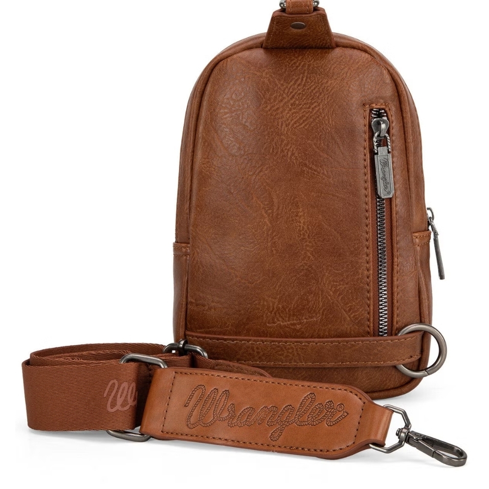 Wrangler Brown & Teal Aztec Sling Bag - Picture 3 of 4